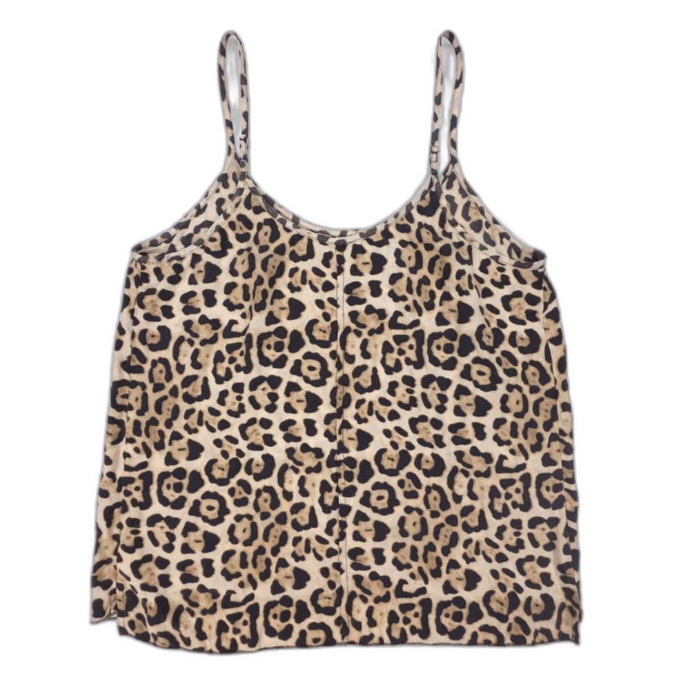 ATM 100% Silk Cami Top Leopard Print French Girl Minimalist Old Money Essential